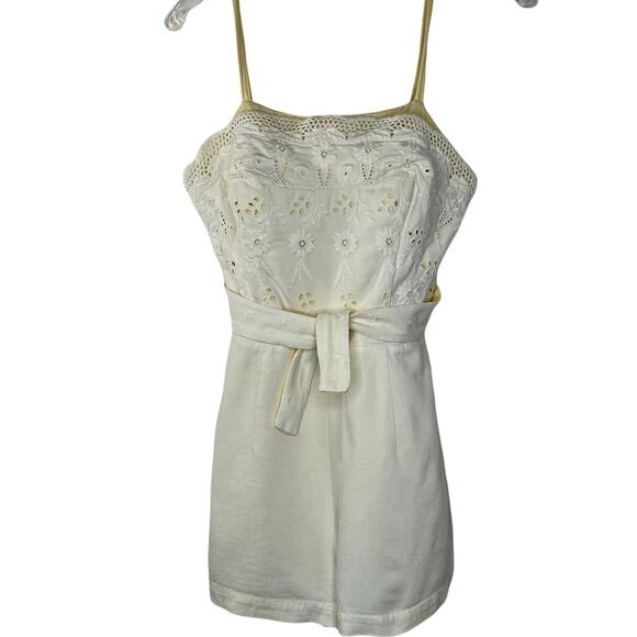 Vintage Pants - Vintage  50 60s‎ Gabar New York Creme Embroidered Floral Playsuit Swimsuit sz 14